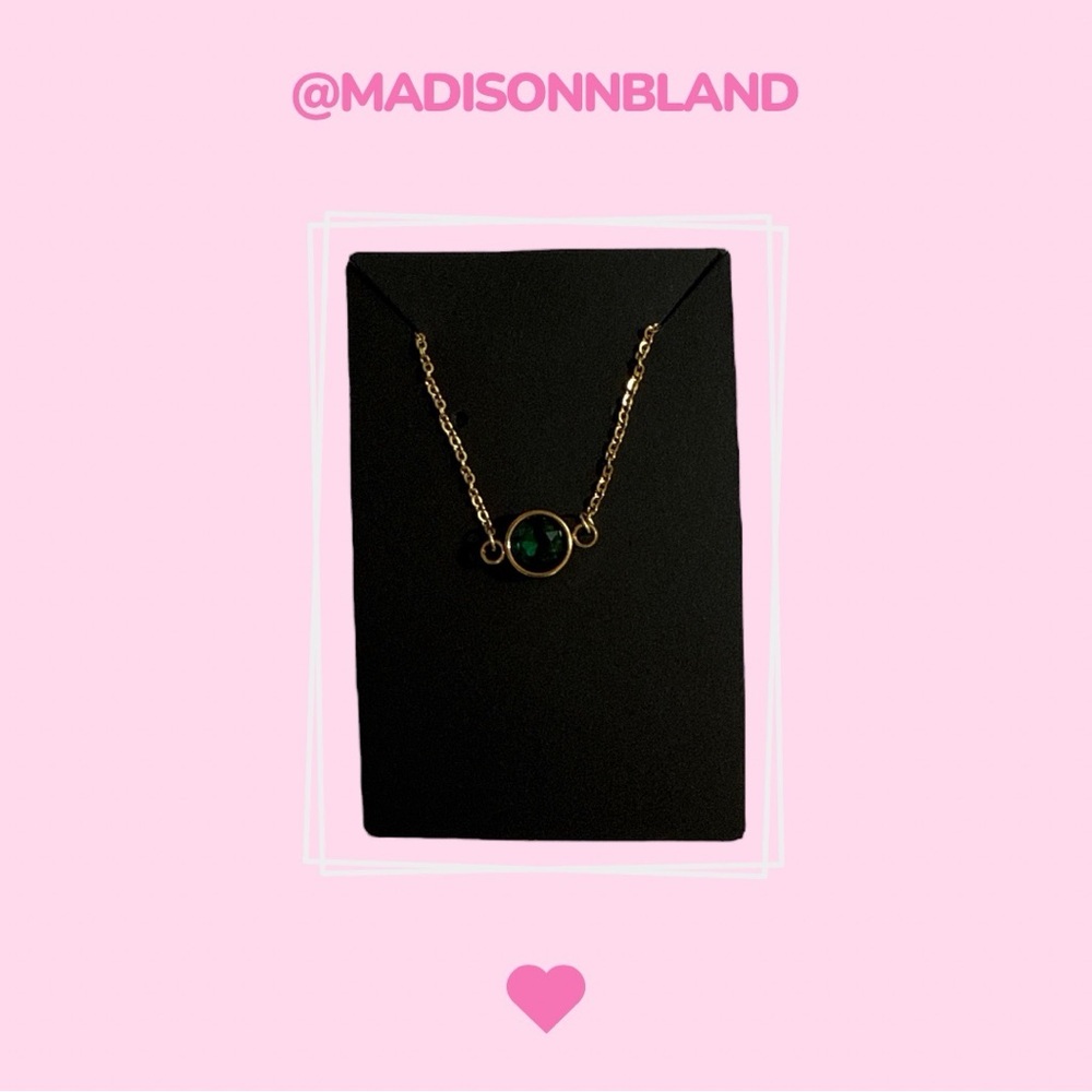 Handcrafted Emerald Green Crystal Pendant Necklace - 24K Gold Plated